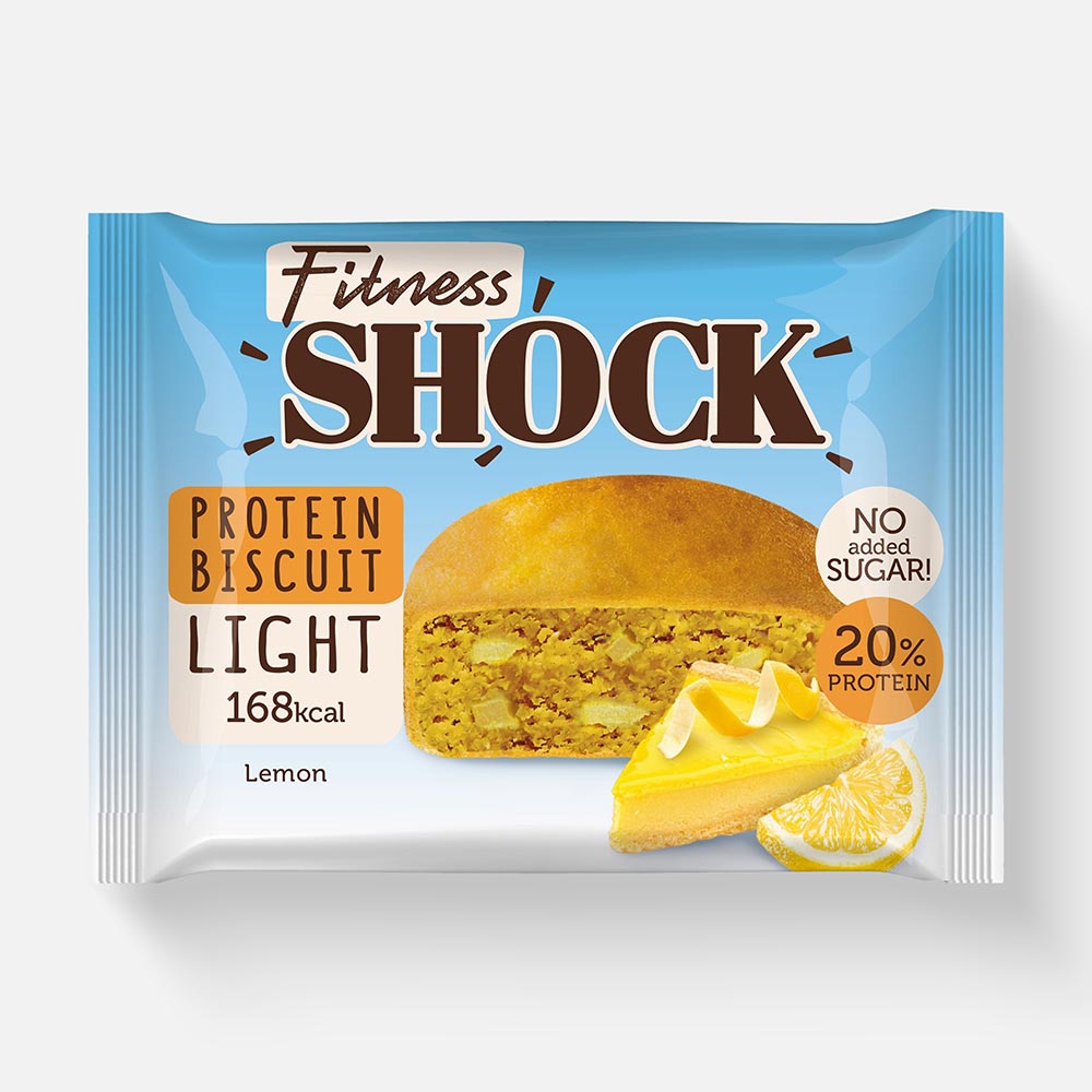 Бисквит FitnesShock Light, 20% протеина, без сахара, лимон, 40 г