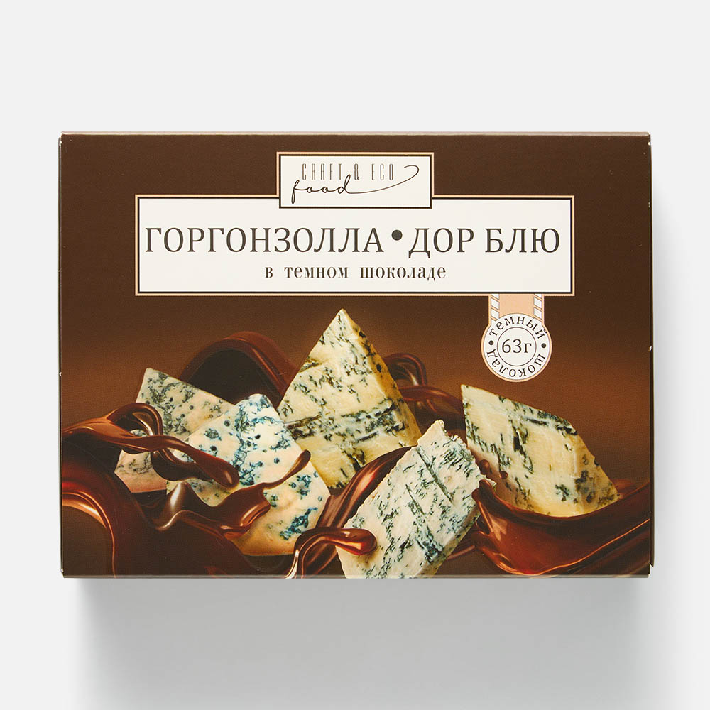 Ассорти сыров Craft Eco Food, горгонзола и дор блю, в темном шоколаде, 63 г