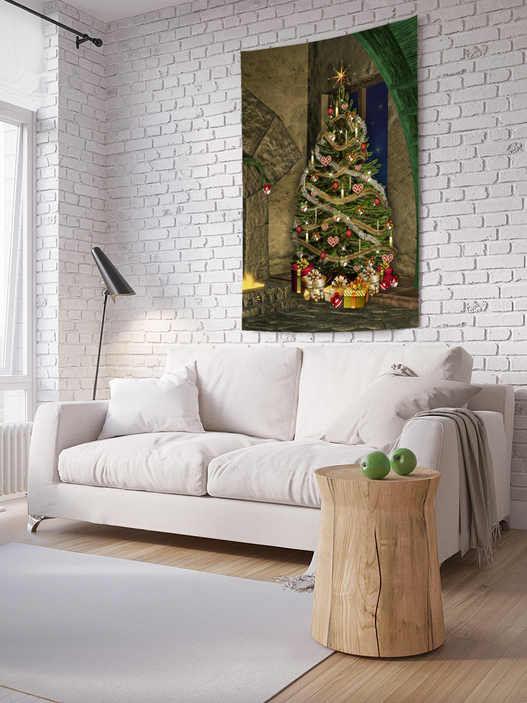 

Вертикальное фотопанно на стену JoyArty Елка у камина 150x200 см, Елка у камина