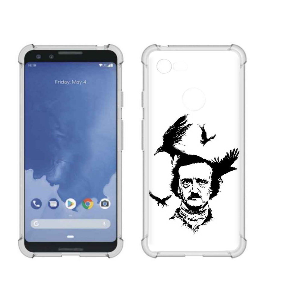 

Чехол MyPads Tocco для Google Pixel 3 Эдгар Аллан черно белый, Прозрачный, Tocco