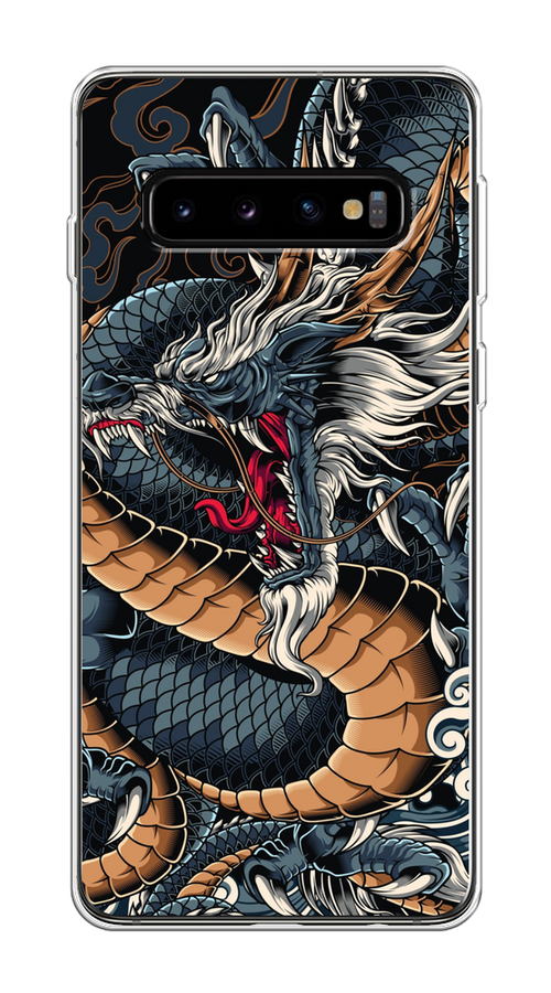 

Чехол на Samsung Galaxy S10 "Japanese Dragon", Коричневый;черный;синий, 27050-1