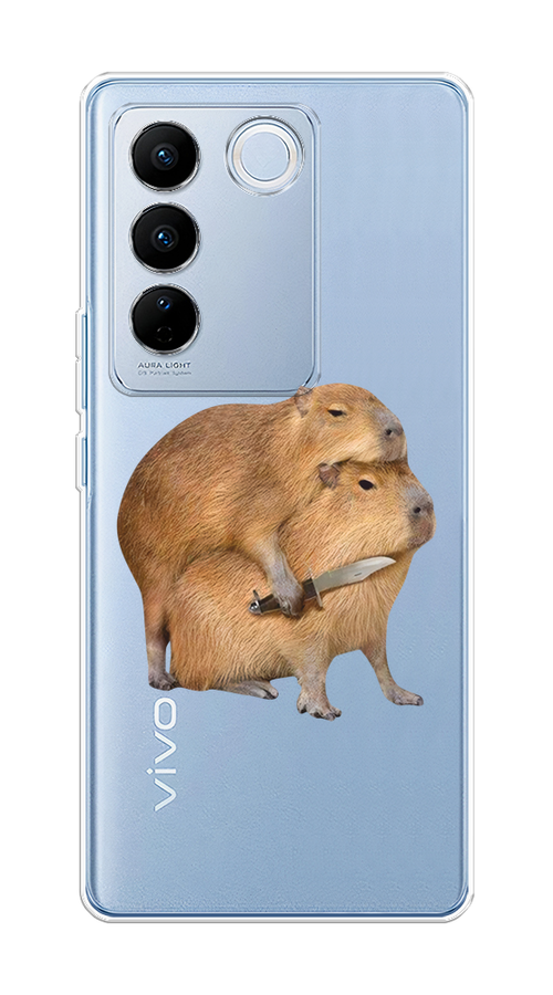 

Чехол на Vivo V27/V27 Pro "Капибара с ножом", Бежевый, 268450-1