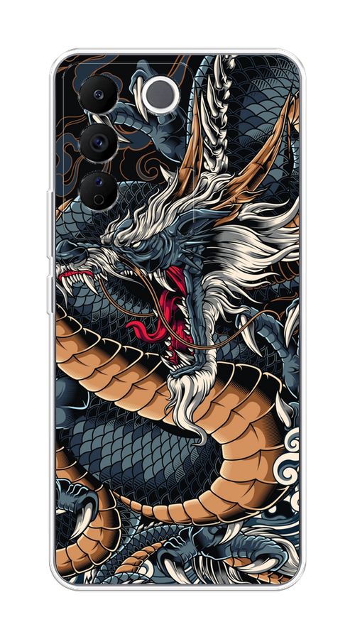 

Чехол на Vivo V27e "Japanese Dragon", Коричневый;черный;синий, 268350-1