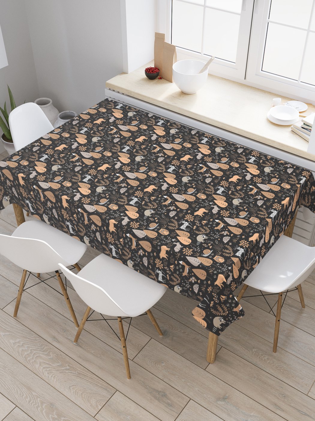 

Скатерть прямоугольная JoyArty "Осенняя ночь в лесу" из оксфорда, 120x145 см, Черный, Осенняя ночь в лесу