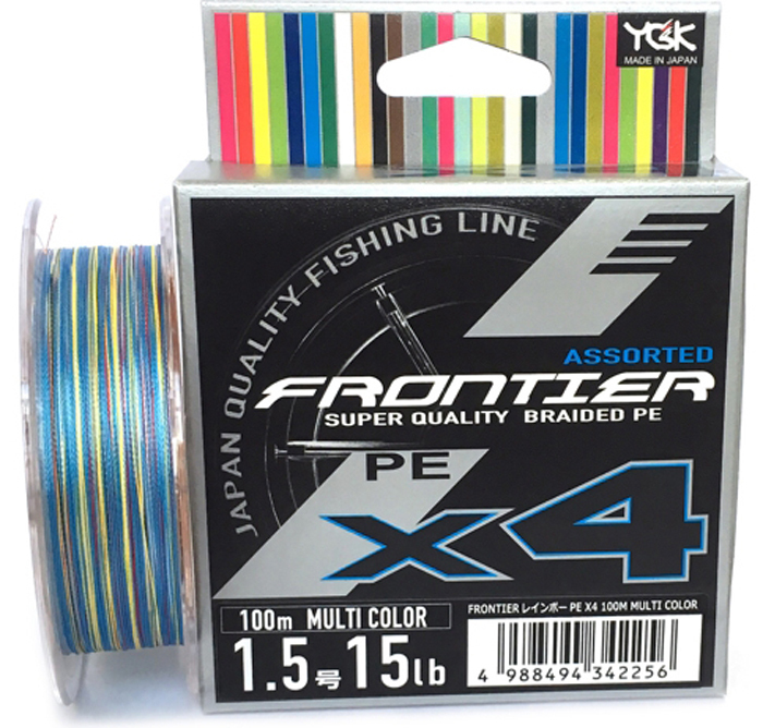 

Шнур YGK FRONTIER ASSORTED X4 100m мультиколор #1.5 0.205mm 15lb 6.8kg, FRONTIER ASSORTED X4