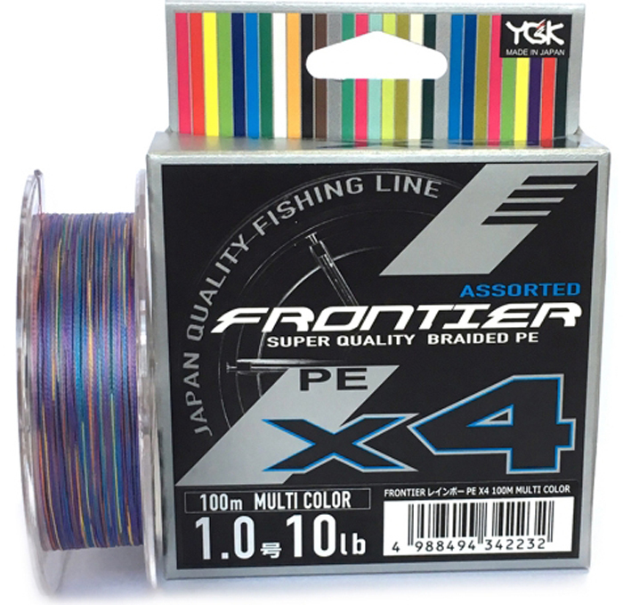 

Шнур YGK FRONTIER ASSORTED X4 100m мультиколор #1.0 0.165mm 10lb 4.5kg, FRONTIER ASSORTED X4