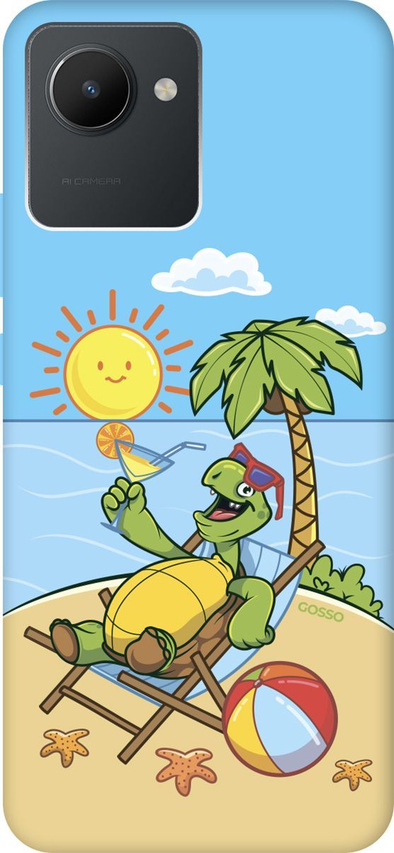 

Чехол на realme C30 Silky Touch Premium с принтом "Relaxing Turtle" голубой, Голубой;желтый, 1568900