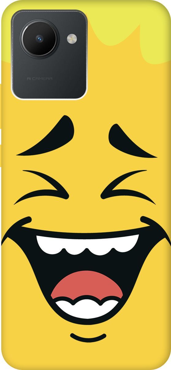 

Чехол на Realme C30 "Laughing Face" желтый, Желтый;белый, 1569100