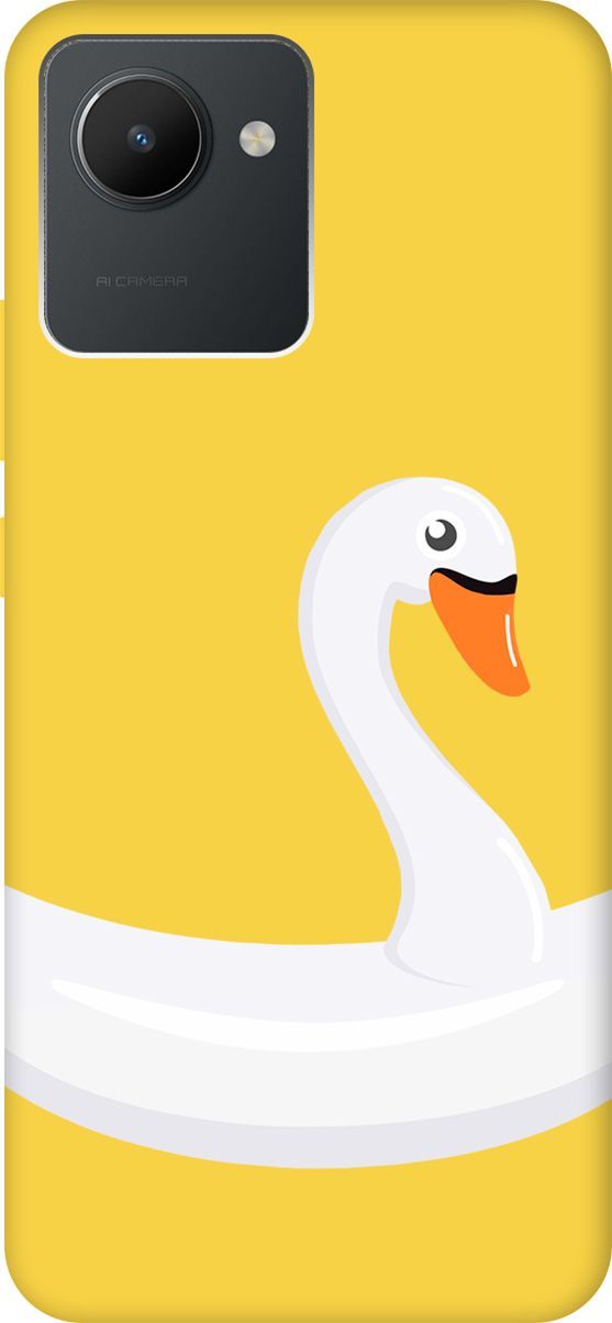 

Чехол на realme C30 Silky Touch Premium с принтом "Swan Swim Ring" желтый, Желтый;белый, 1569000