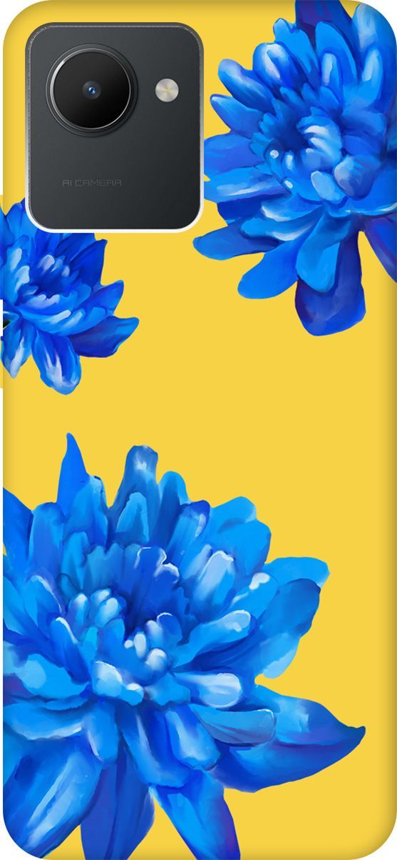 

Чехол на Realme C30 "Amazing Asters" желтый, Желтый;голубой, 1569000