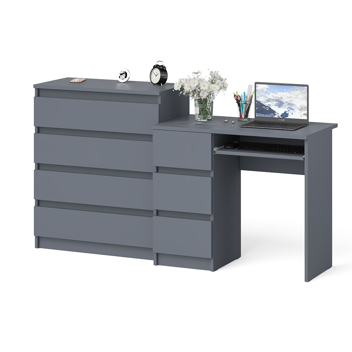 

Стол компьютерный СВК Мори МС-6 левый с комодом МК800.4 графит, 170х50х94 см, МС-6Л+МК800.4-ГФ
