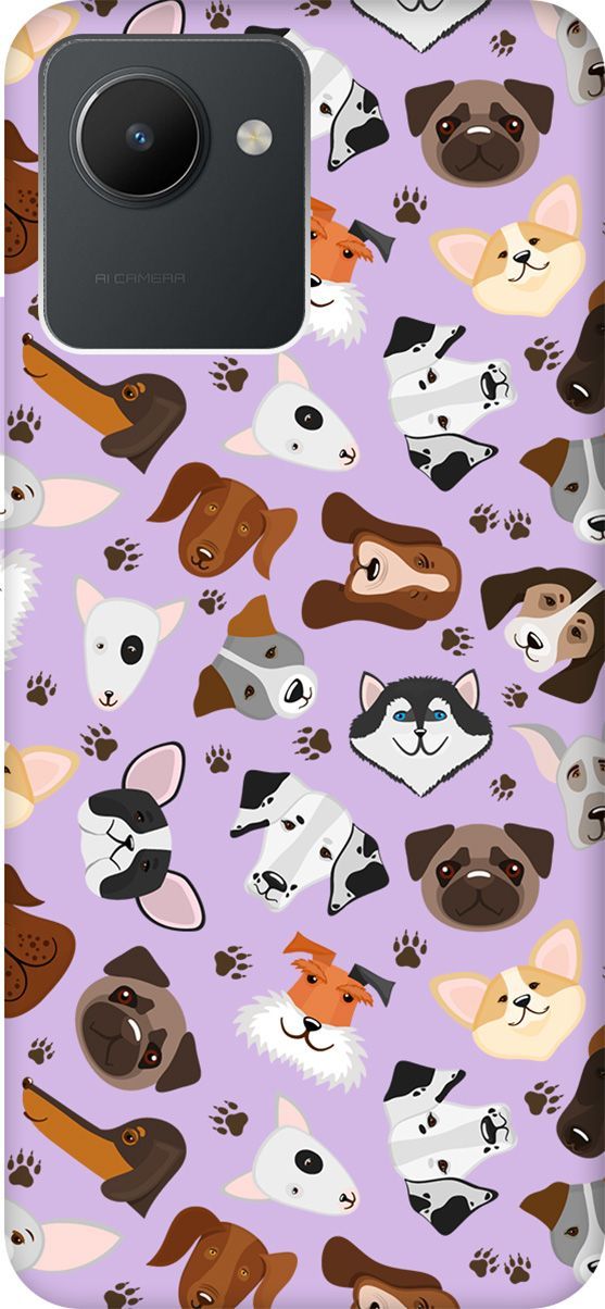 

Чехол на realme C30 Silky Touch Premium с принтом "Dogs Pattern" сиреневый, Фиолетовый;коричневый, 1569000