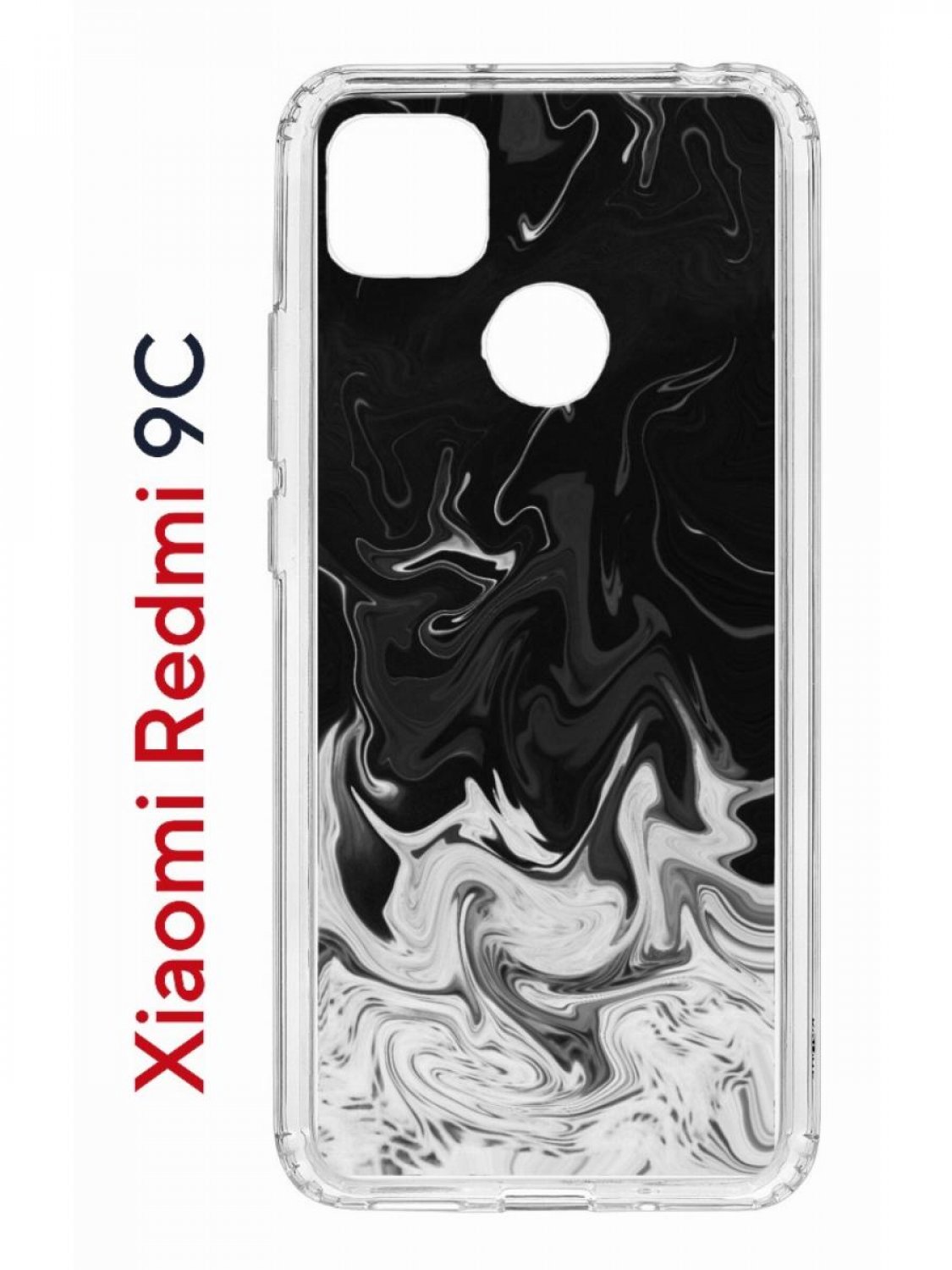 

Чехол на Redmi 9C Kruche Print Разводы краски,противоударный бампер с защитой камеры, Прозрачный;черный;белый;серый, Ксиоми Редми 9с