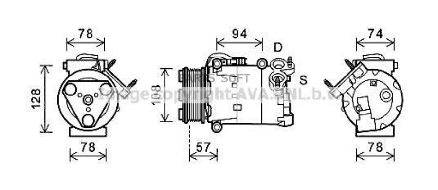 AVA Компрессор кондиционера Ford C-Max Focus III Galaxy II Grand C-Max Mondeo IV S-Max