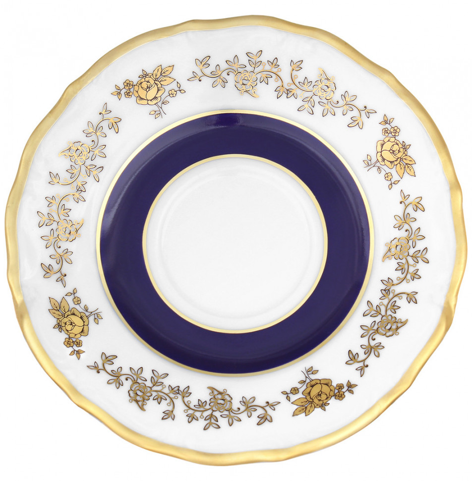 

Набор блюдец 15см 6шт Bavarian Porcelain"Мария-Тереза Золотые розочки Лента кобальт"299488, Синий, Мария-Тереза