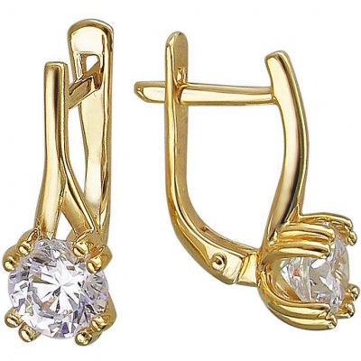 

Серьги из желтого золота Эстет 01С138526, фианит, 01С138526