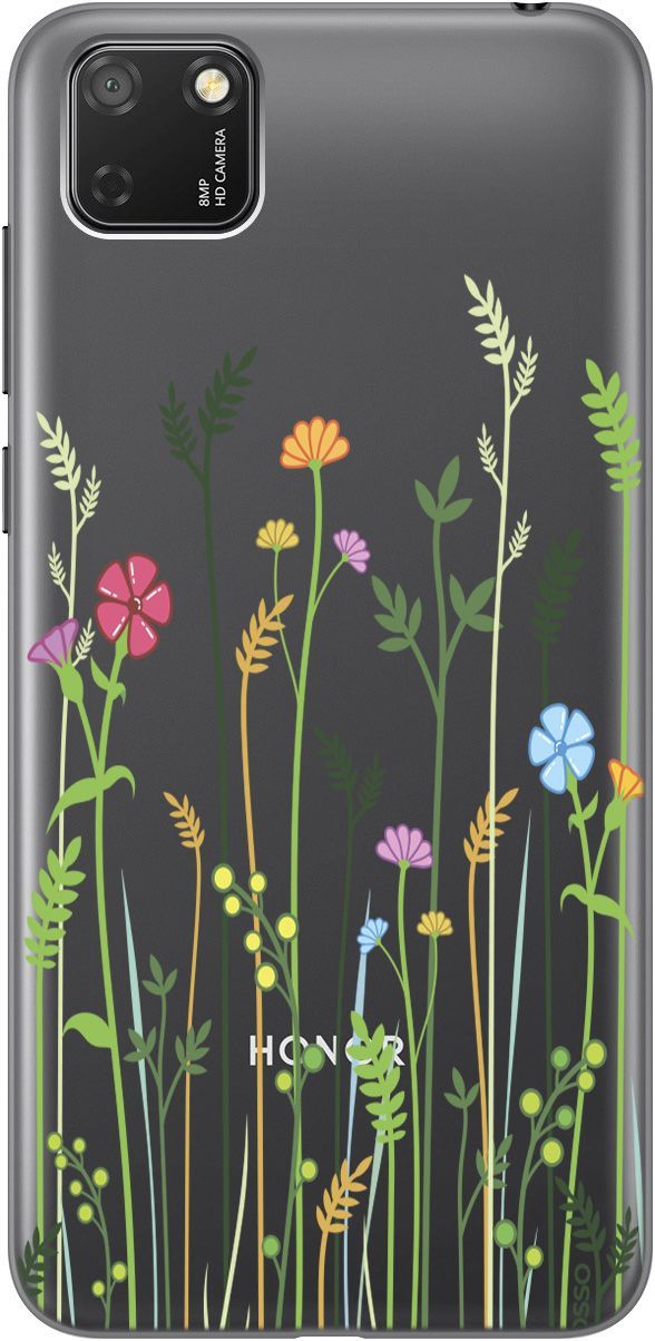 

Чехол на Honor 9S/Huawei Y5P "Flowers and Fern" прозрачный, Прозрачный;желтый, 130