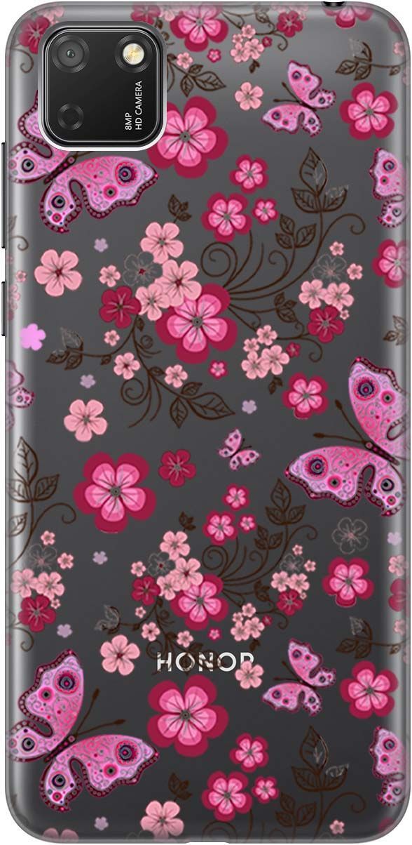 

Чехол на Honor 9S/Huawei Y5P "Butterflies and Flowers" прозрачный, Прозрачный;розовый, 130