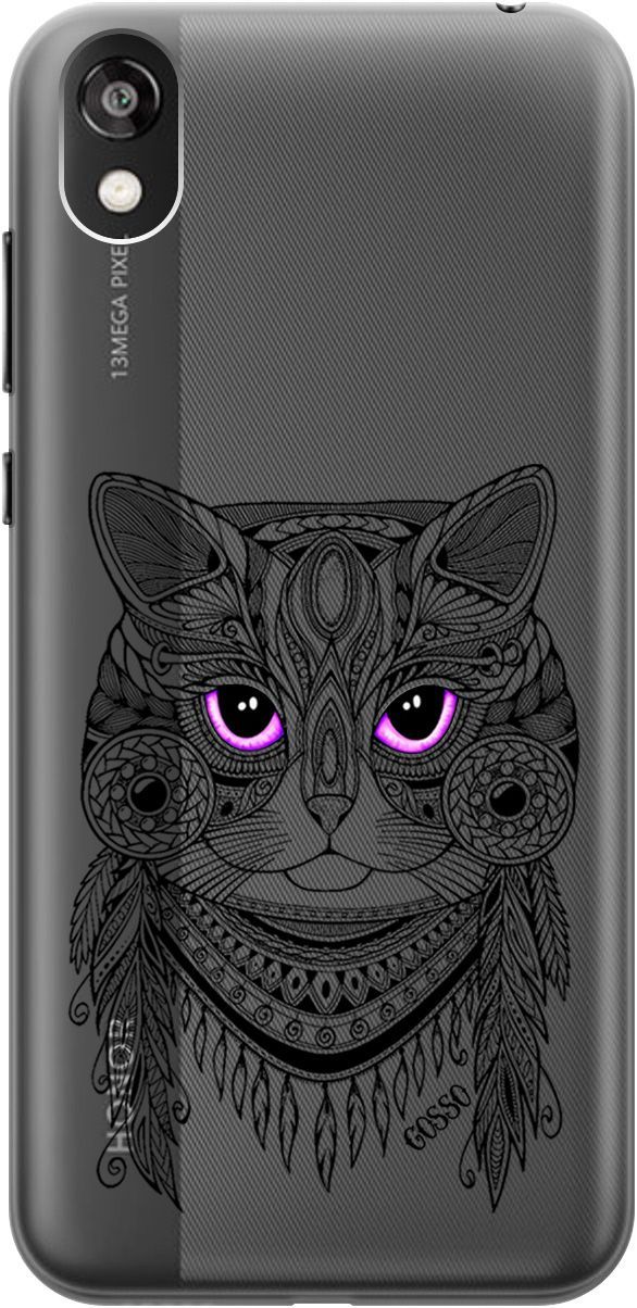 

Чехол на Honor 8S/Huawei Y5 (2019) У5 2019 "Grand Cat" прозрачный, Прозрачный;фиолетовый, 0
