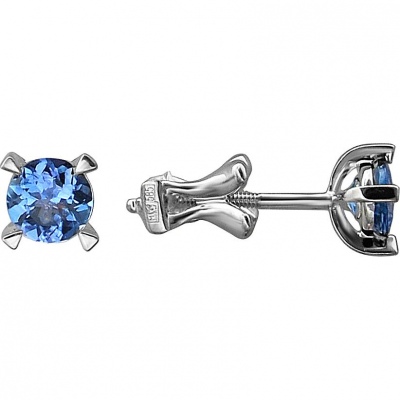 Серьги из белого золота Эстет 01С3212346-2, танзанит