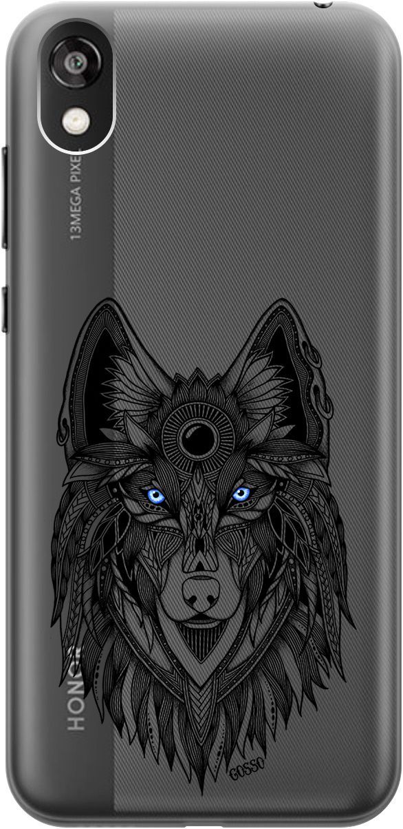 

Чехол на Honor 8S/Huawei Y5 (2019) У5 2019 "Grand Wolf" прозрачный, Прозрачный;голубой, 0