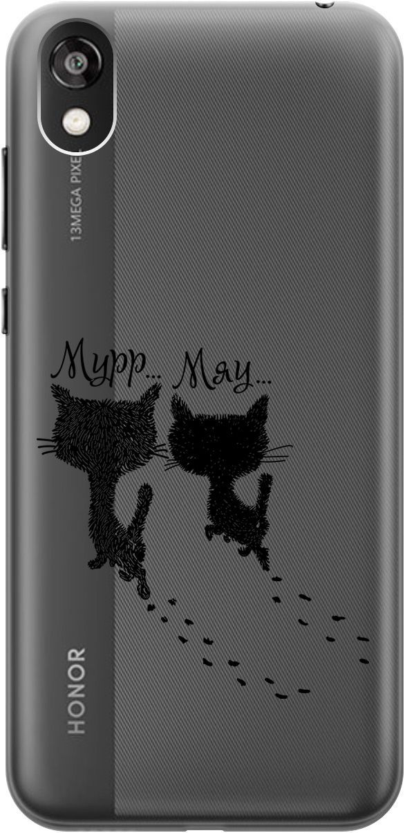 

Чехол на Honor 8S/Huawei Y5 (2019) "Kittens and trails" прозрачный, Прозрачный;серый, 0
