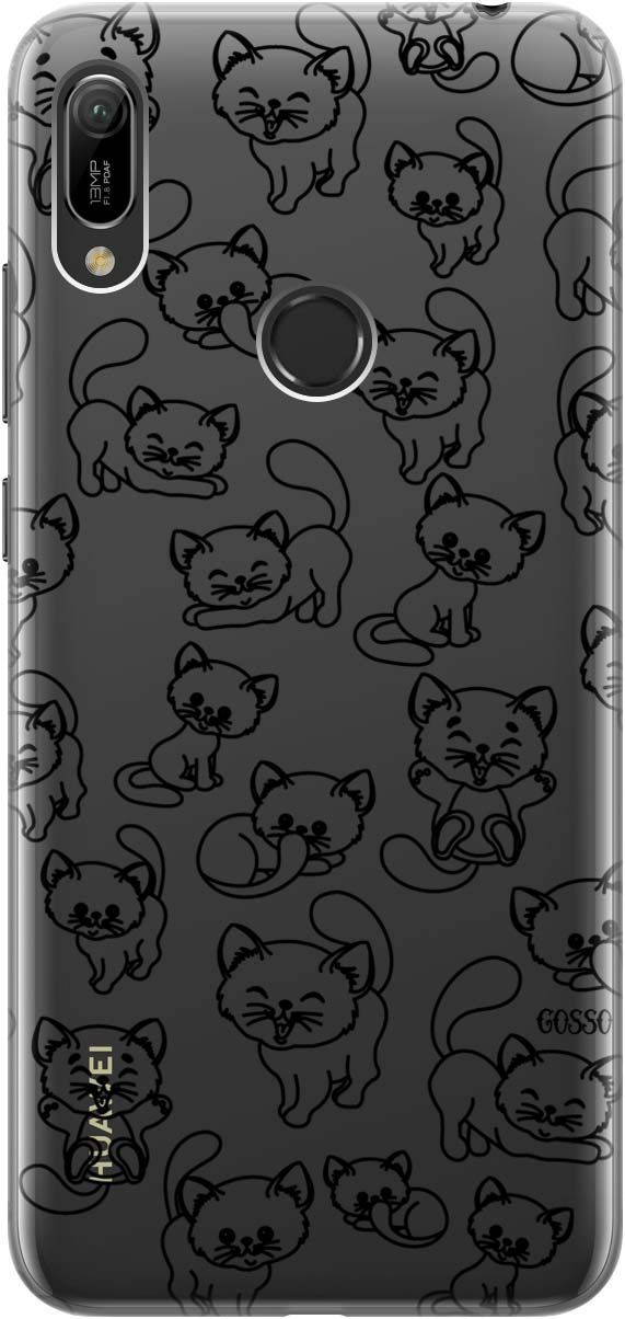 

Чехол на Honor 8A/8A Pro/Huawei Y6 (2019)/Y6 Prime (2019) "Cute Kitties" прозрачный, Прозрачный;черный, 0