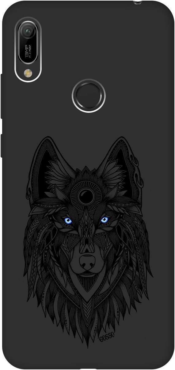 

Чехол на Honor 8A/8A Pro/Huawei Y6 (2019)/Y6 Prime (2019) "Grand Wolf" черный, Черный;голубой, 0