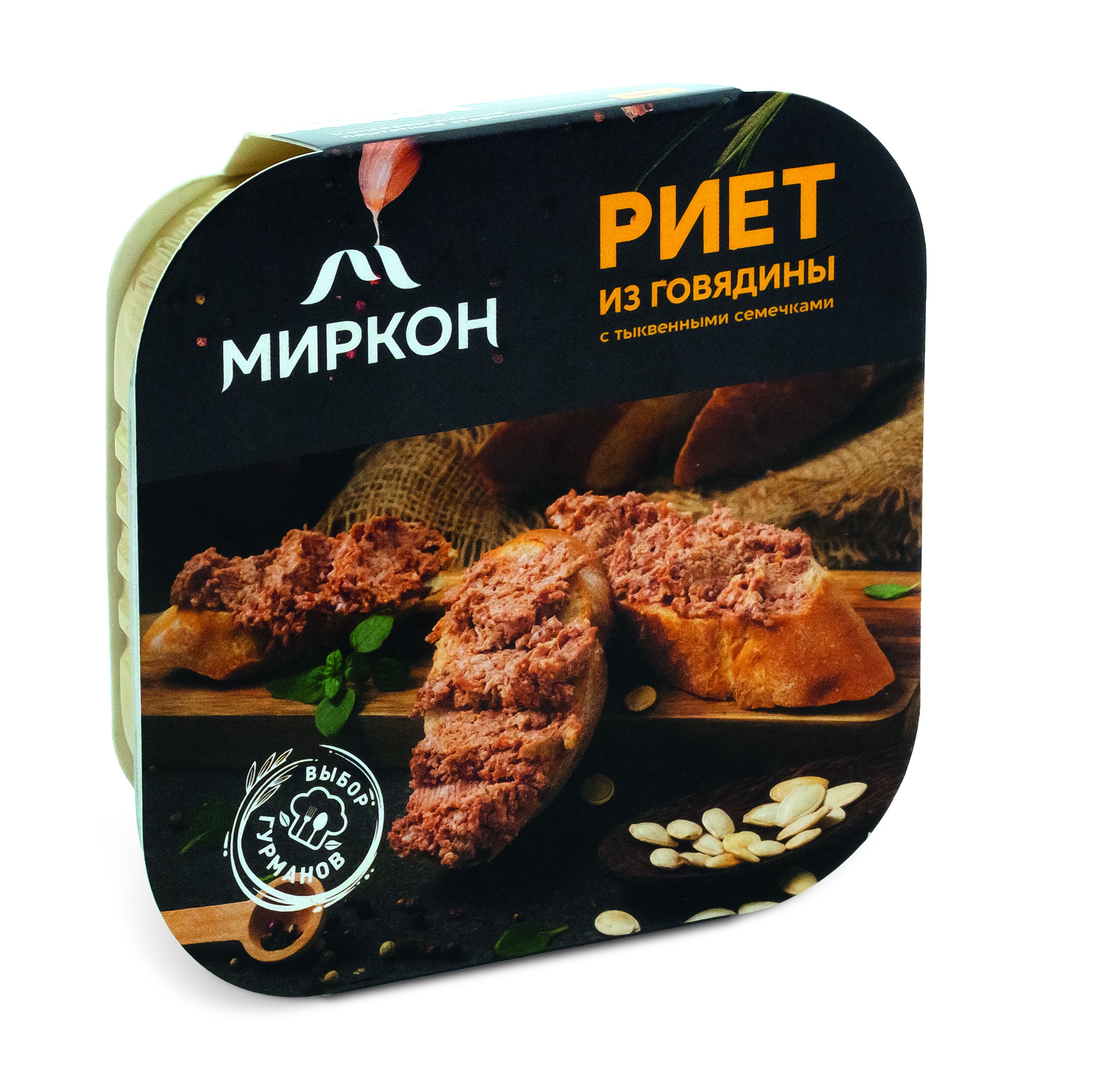 

Риет МИРКОН из говядины с тыквенными семечками, 26 шт по 100 г, Паштет