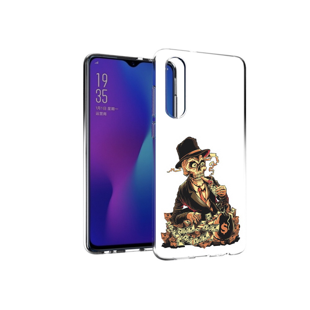 

Чехол MyPads Tocco для Huawei P30 нарисованный череп с сигаретой, Прозрачный, Tocco