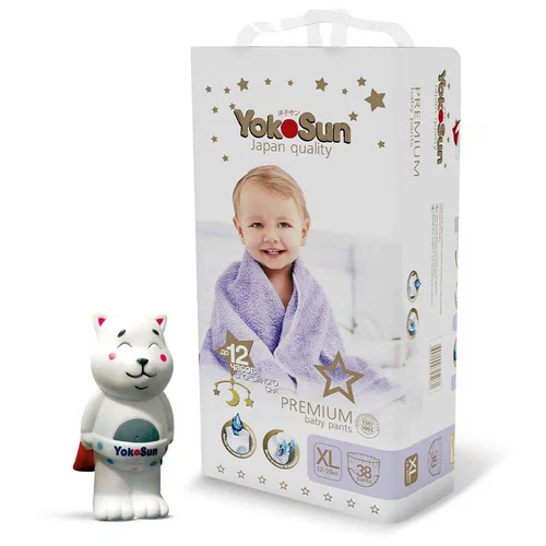 

YokoSun Подгузники-Трусики PREMIUM размер XL 12-20 кг 38 шт + Котик Йоко