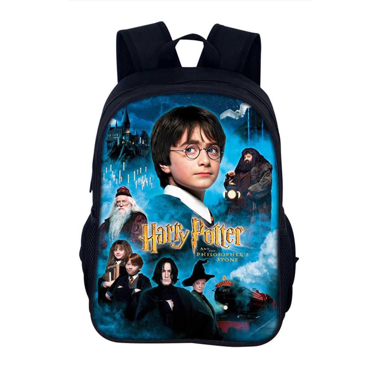 Рюкзак школьный Fantasy Earth с принтом героев Гарри Поттер черно-голубой