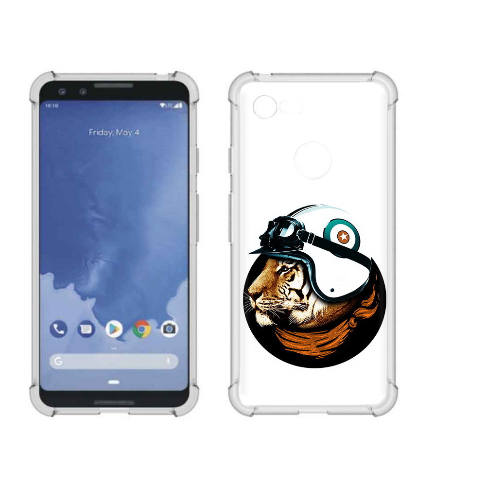 

Чехол MyPads Tocco для Google Pixel 3 Тигр в шлеме, Прозрачный, Tocco