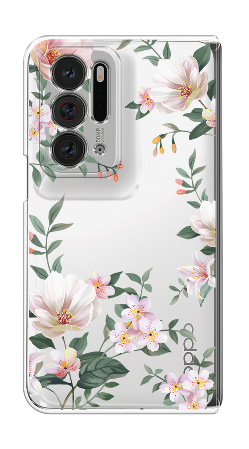 

Чехол на Oppo Find N "Beautiful white flowers", Бежевый;зеленый, 259650-1