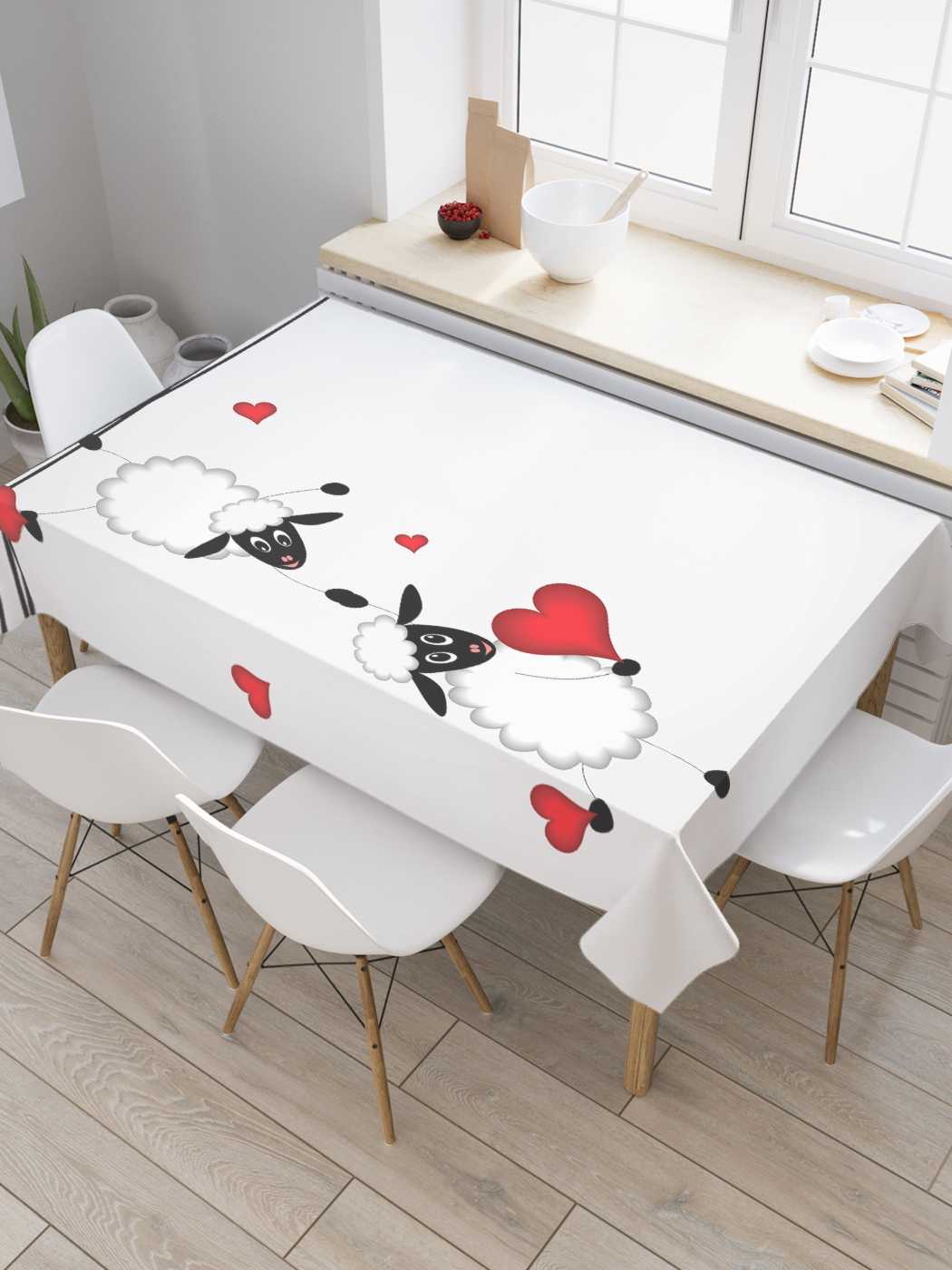 

Скатерть прямоугольная JoyArty "Влюбленные овечки" из сатена, 180x145 см, Серый, Влюбленные овечки