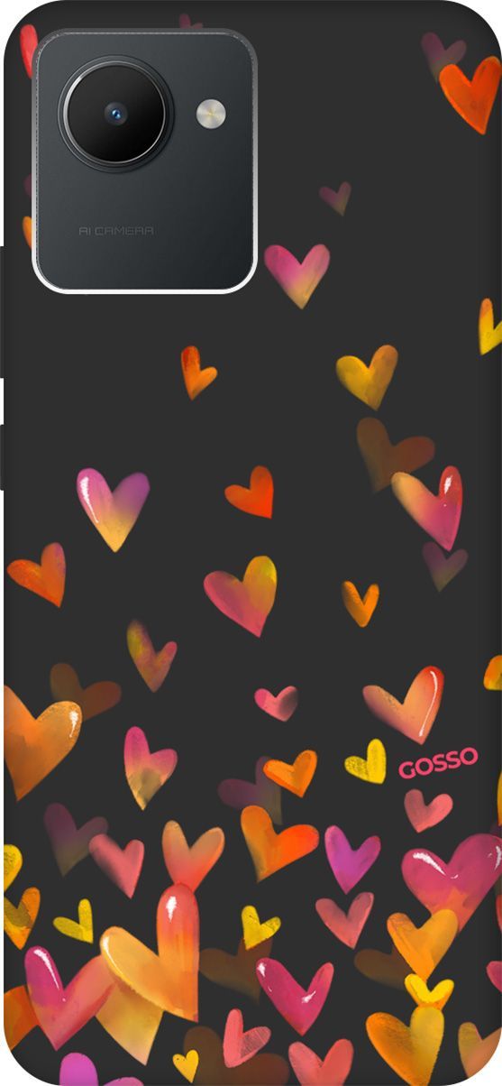 

Матовый Soft Touch Чехол на realme C30 с 3D принтом "Flying Hearts" черный, Черный;желтый, 1567300
