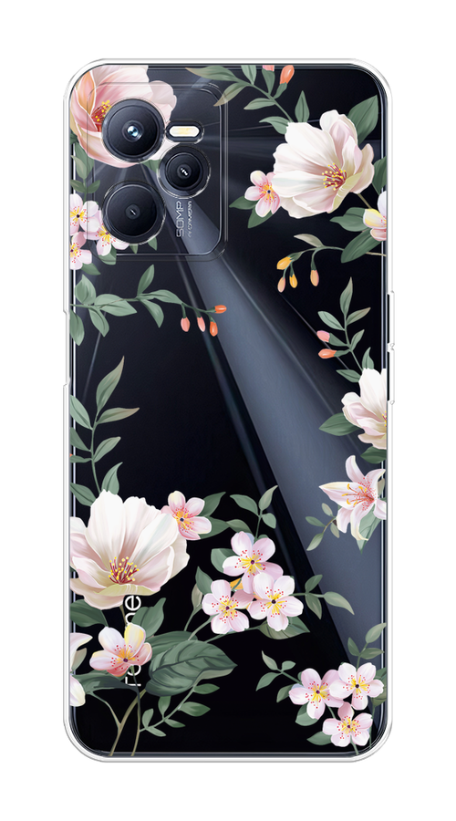 

Чехол на Realme C35 "Beautiful white flowers", Бежевый;зеленый, 259250-1