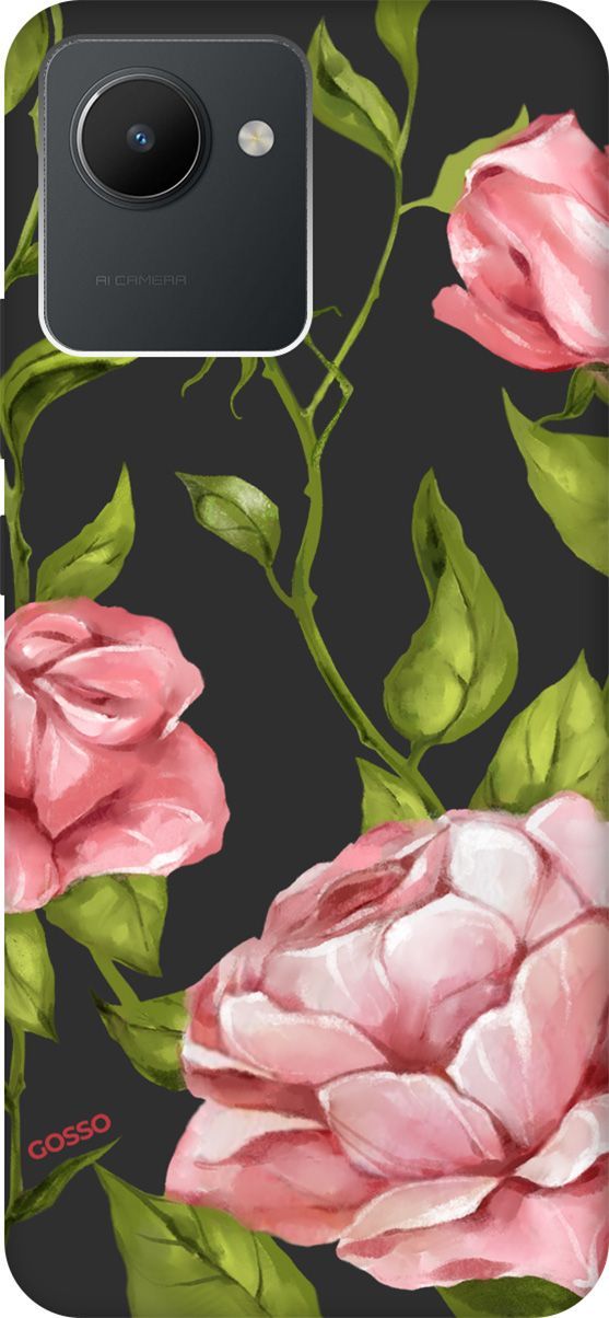 

Матовый Soft Touch Чехол на Realme C30 с 3D принтом "Amazing Roses" черный, Черный;зеленый, 1567300