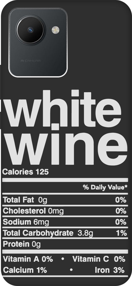 

Матовый Soft Touch Чехол на realme C30 с 3D принтом "Wine W" черный, Черный;белый, 1567300