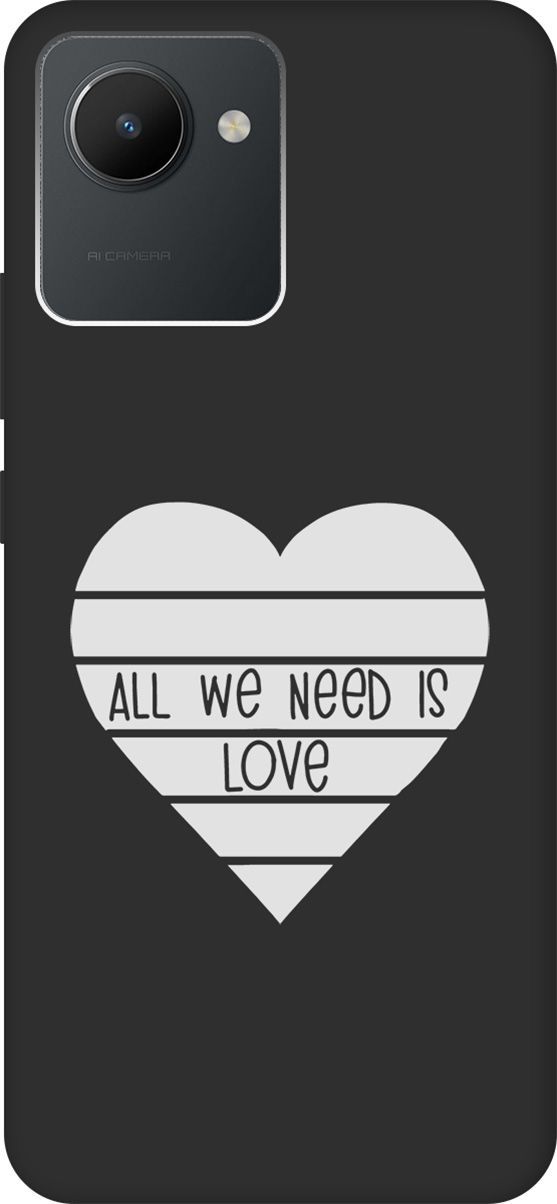 

Чехол на realme C30 с 3D принтом "All We Need is Love W" черный, Черный;белый, 1567200