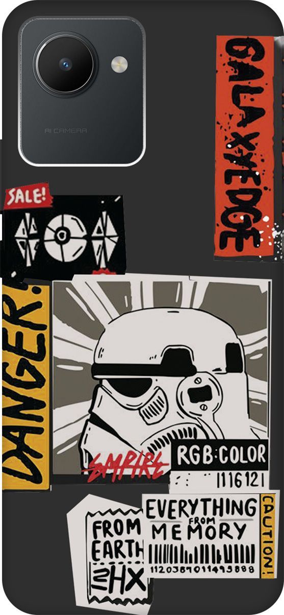 

Чехол на Realme C30 с 3D принтом "Stormtrooper Stickers" черный, Черный;белый, 1567200