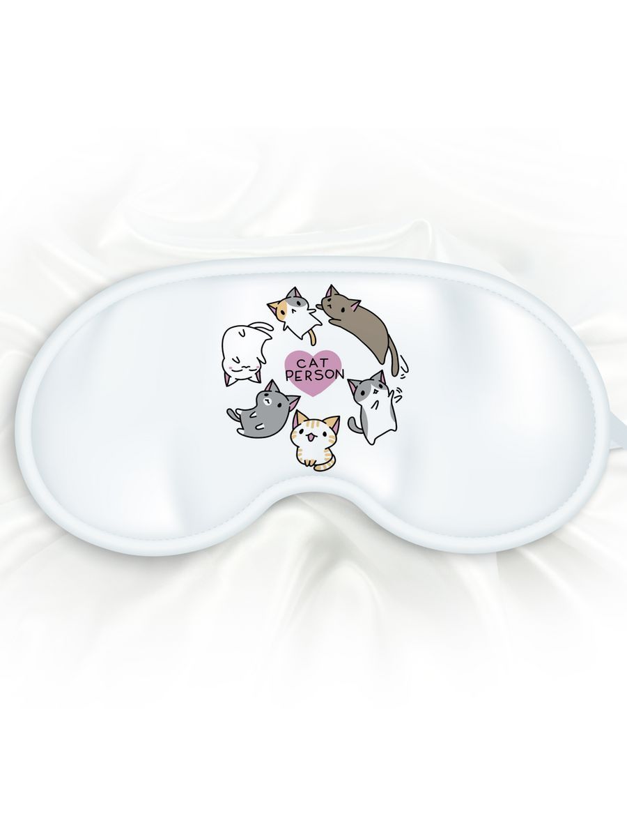 Маска для сна Cat person белая