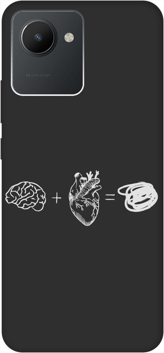 

Чехол на realme C30 с 3D принтом "Brain Plus Heart W" черный, Черный;белый, 1567200