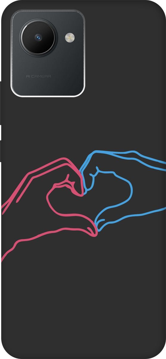 

Матовый Soft Touch Чехол на Realme C30 с 3D принтом "Fall in Love" черный, Черный;голубой, 1567100