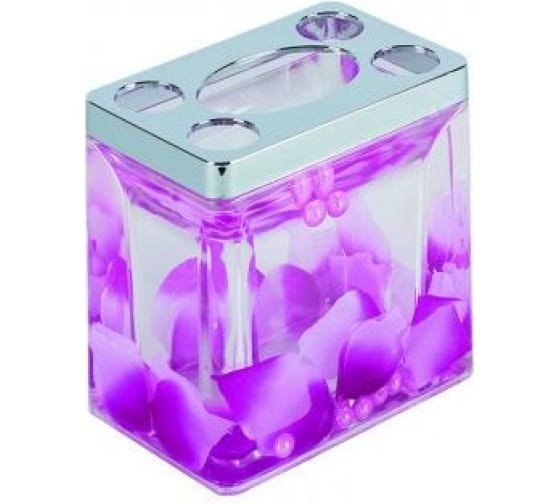 фото Подставка для зубных щеток аквалиния фиолетовые лепестки a8826_w46 пластик