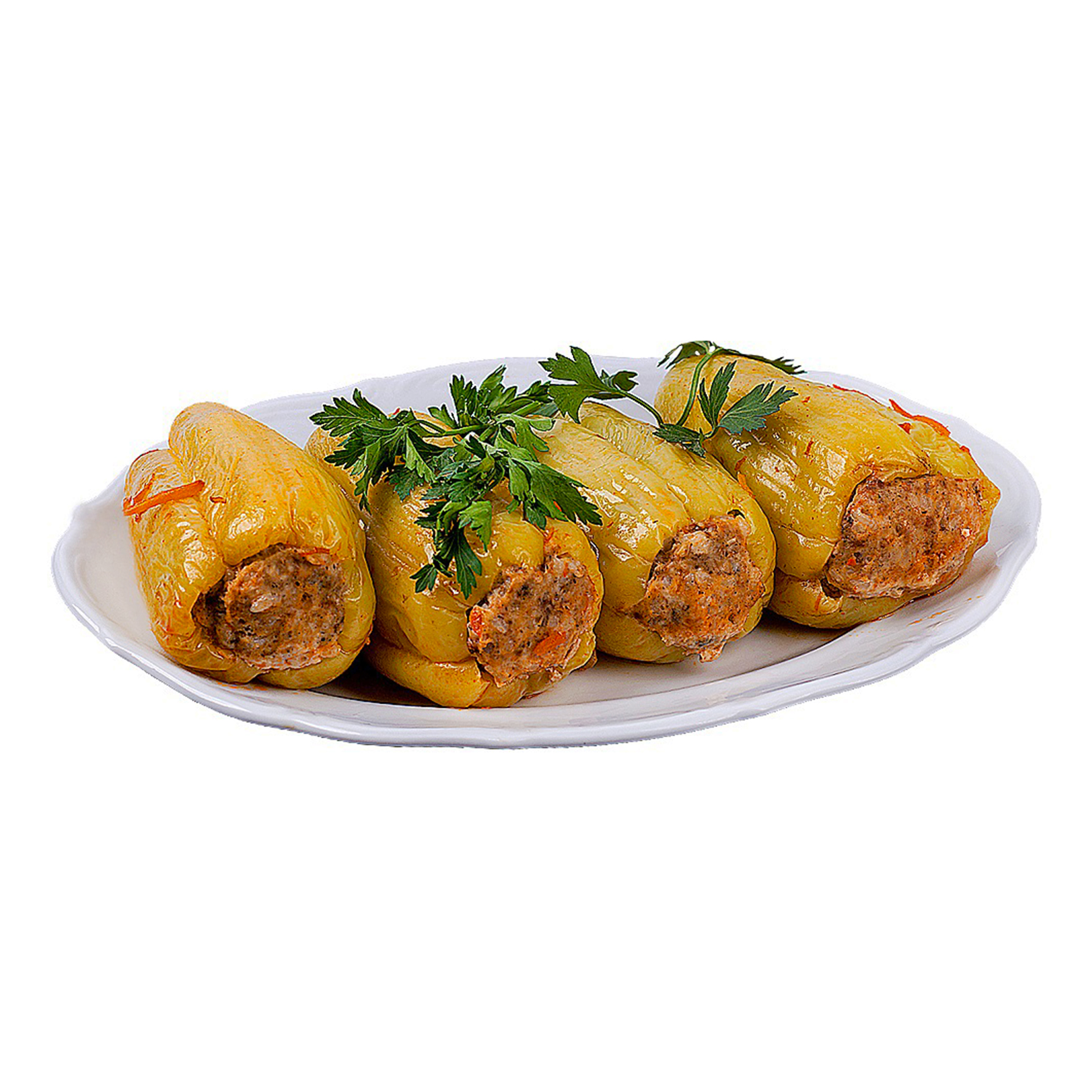 

Перец фаршированный мясо и рисом в соусе