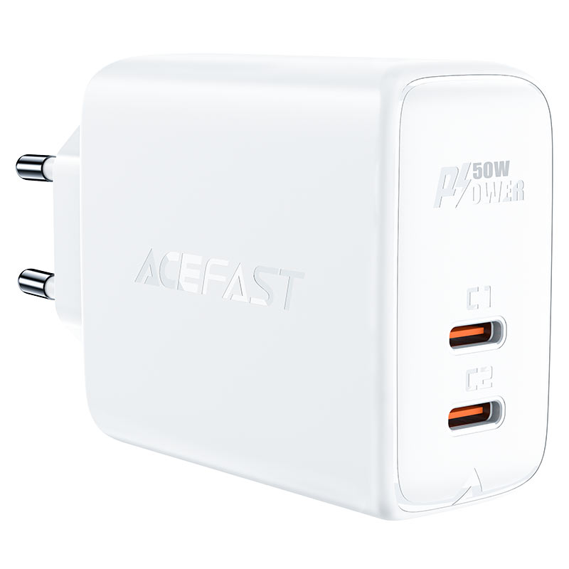 Сетевое зарядное устройство Acefast A29 PD50W GaN 2xUSB Type-C 3 А белый