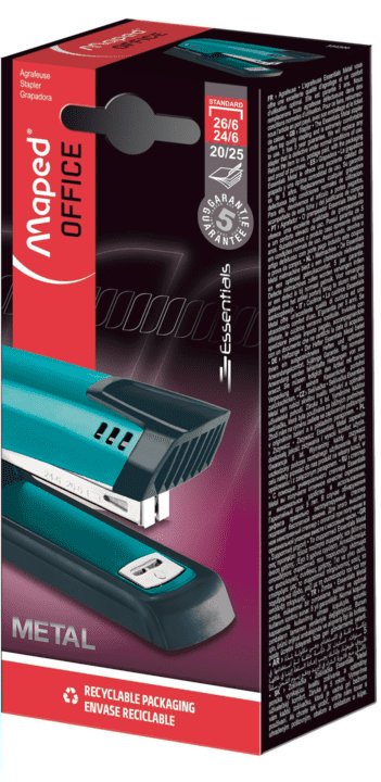 

Степлер Maped №24 25л металл 24/6 26/6 Essentials metal Deco бирюзовый, Голубой, 1833190