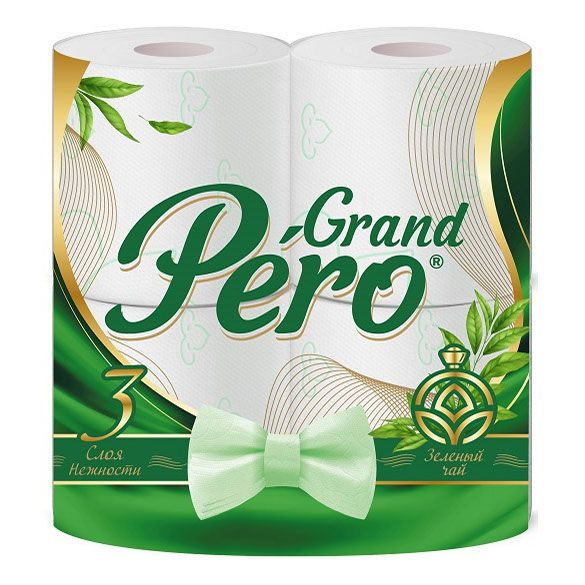 Туалетная бумага Pero Зеленый чай 3 слоя 4 рулона