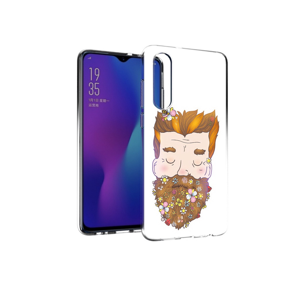 Чехол MyPads Tocco для Huawei P30 мужчина с цветами в бороде